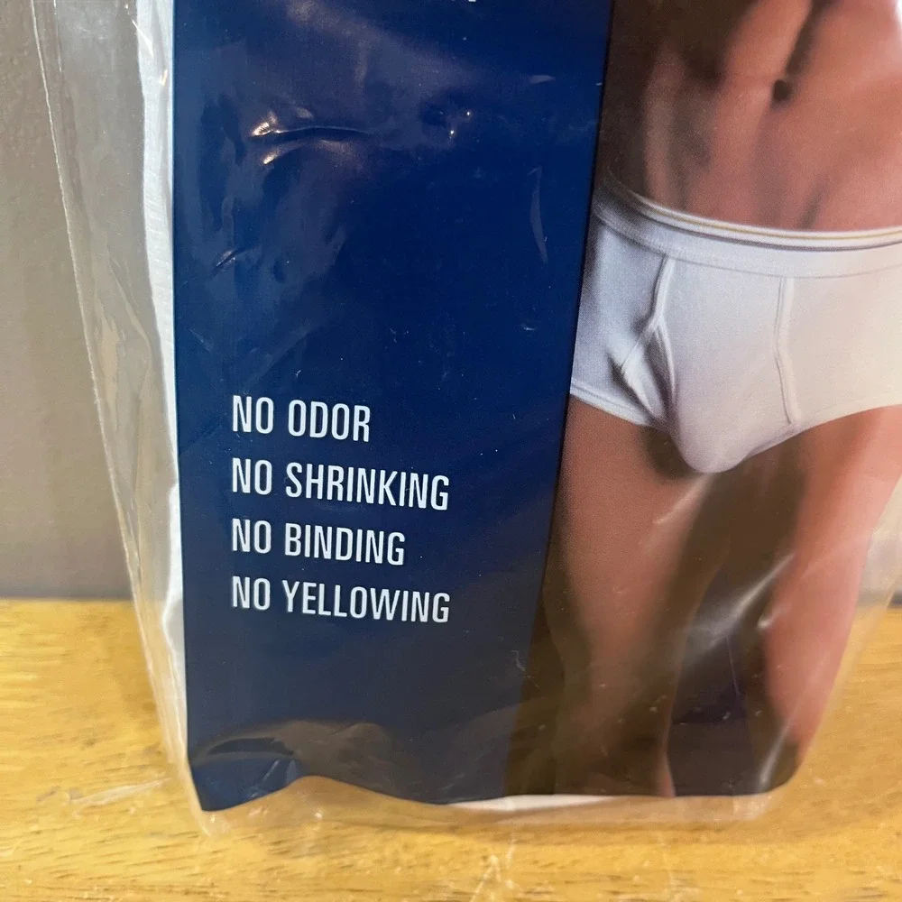 Stafford Mid-Rise Briefs Mens L White 100% Cotton 2-Pack Vtg Style